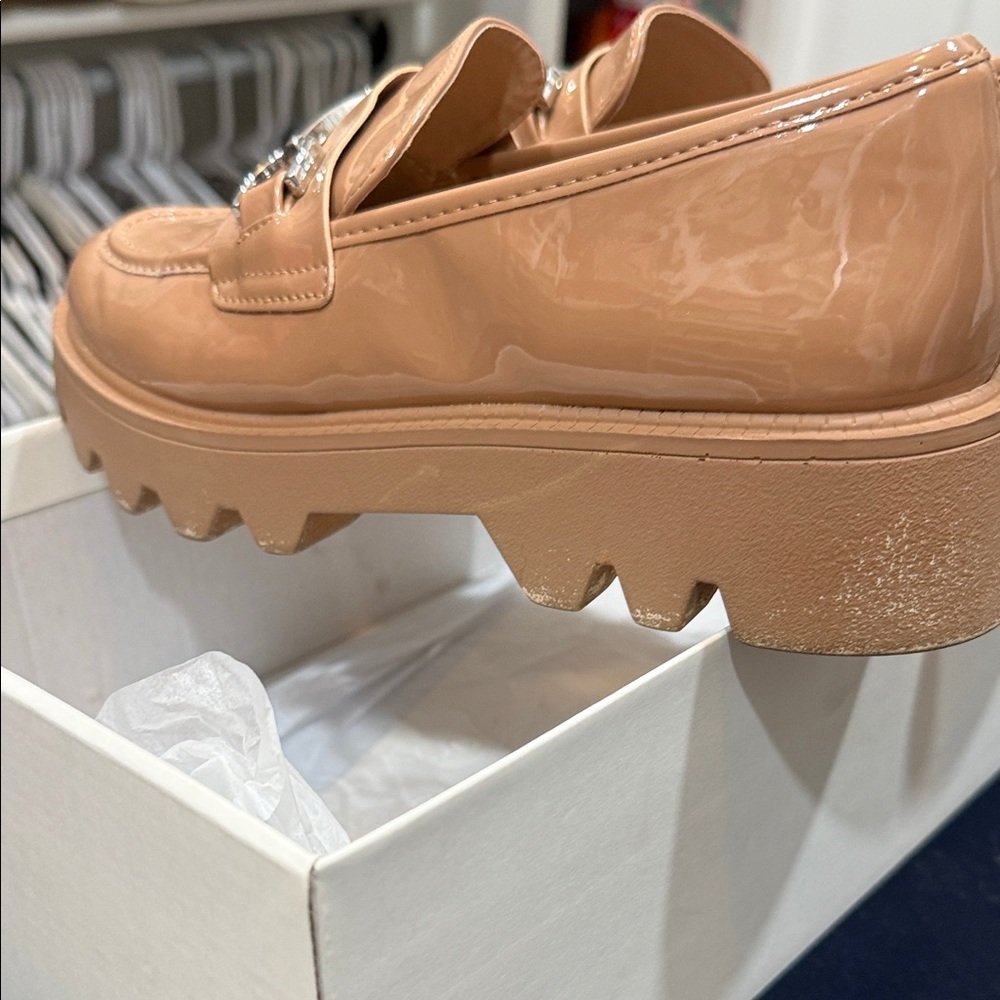 Chelsea & Violet Nude Patent Loafers - Picture 7 of 9